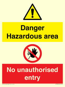 Danger Hazardous area
No unauthorsied entry